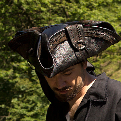 Black Leather Pirate Hat