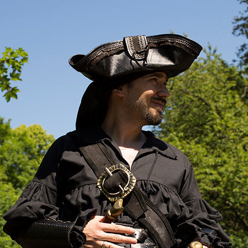 Black Leather Pirate Hat