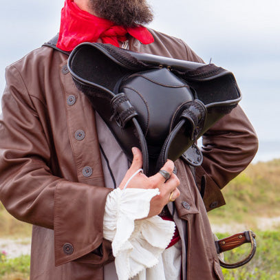 Black Faux Leather Pirate Hat