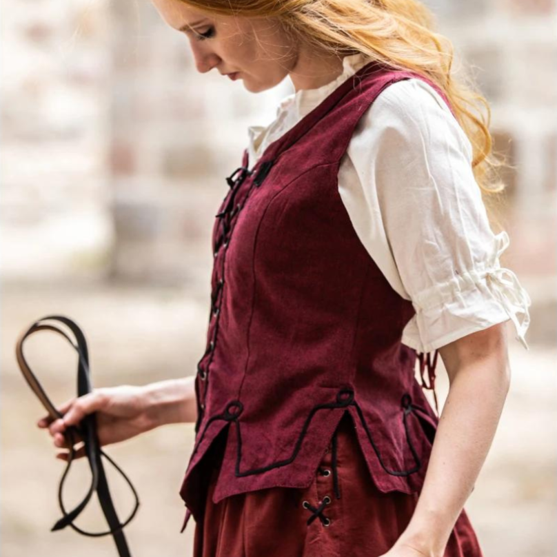 Red Cotton Pirate Wench Bodice | Laced and Embroidered