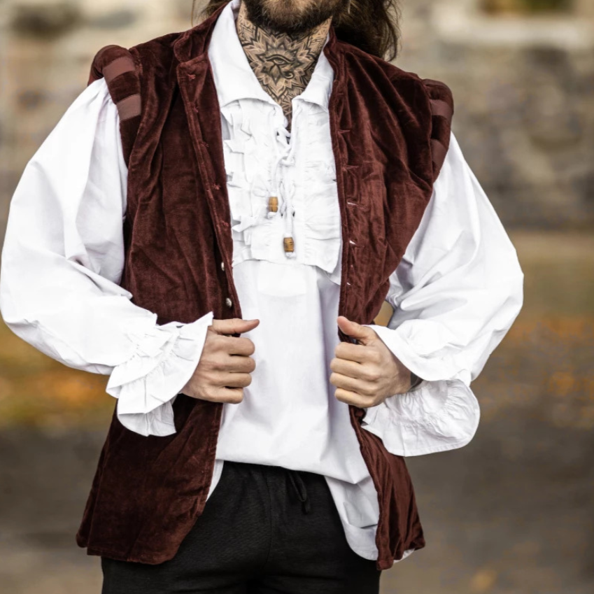 Pirate Captain's Velvet Vest on model