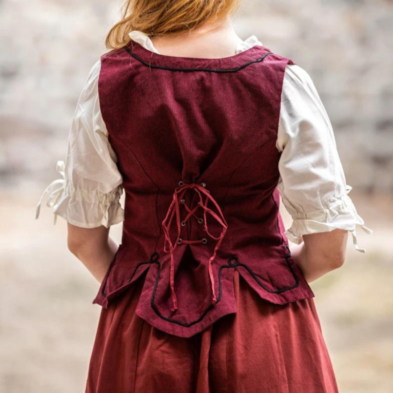 Red Cotton Pirate Wench Bodice | Laced and Embroidered