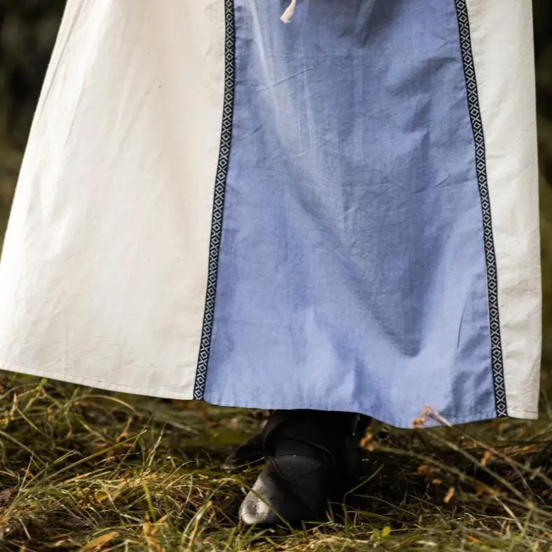 Natural and Blue Pirate Gown | Laced Cotton Dress