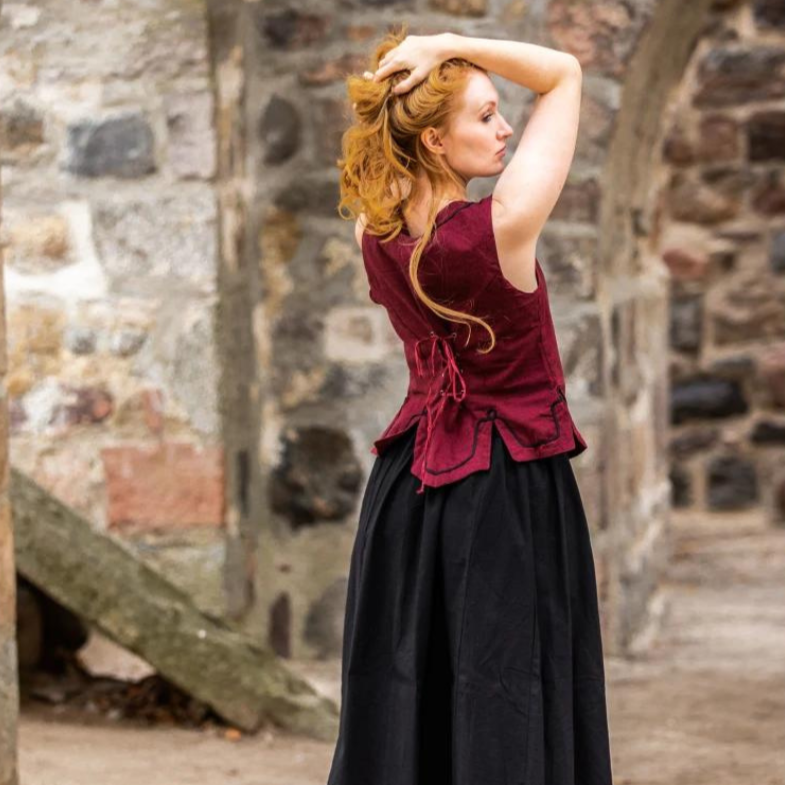 Red Cotton Pirate Wench Bodice | Laced and Embroidered