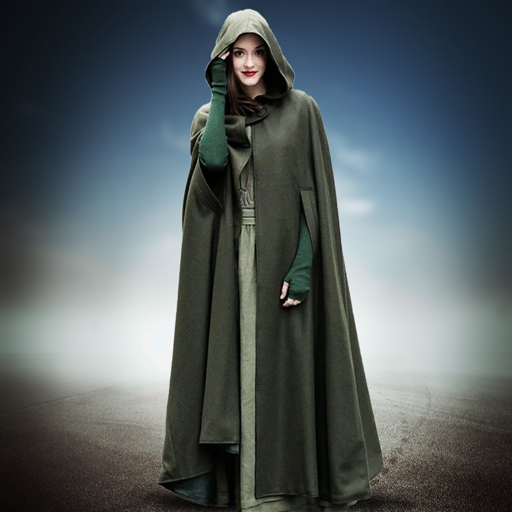 Full-Length Hooded Pirate Cloak in green