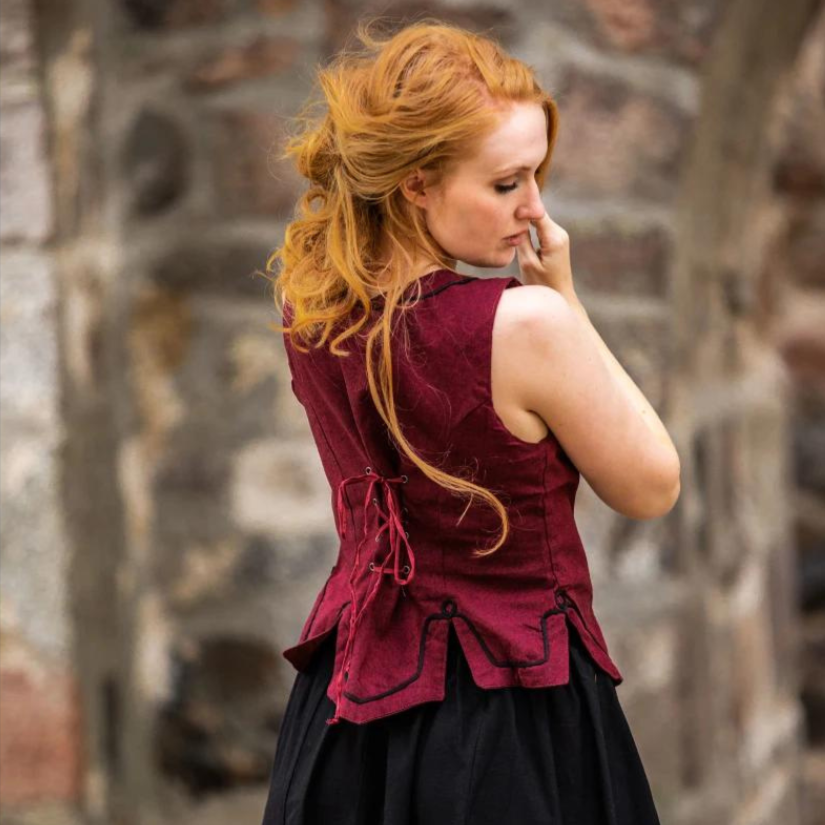 Red Cotton Pirate Wench Bodice | Laced and Embroidered