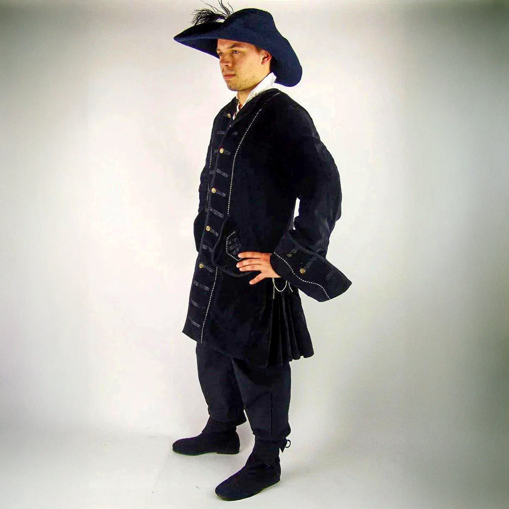 Calico Jack Pirate Coat in black with black trim