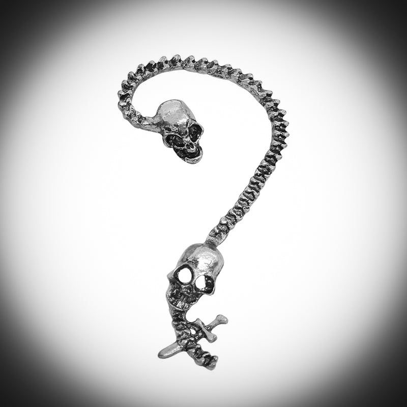 Double-Headed Skull Earrings in silver