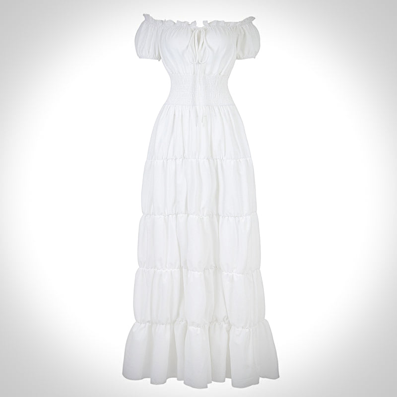 Boho Off-Shoulder Buccaneer Dress in white