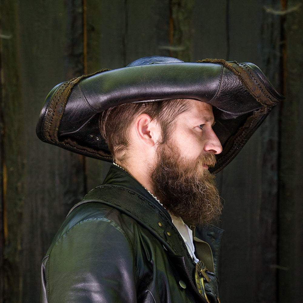 Stitched Leather Tricorn Hat