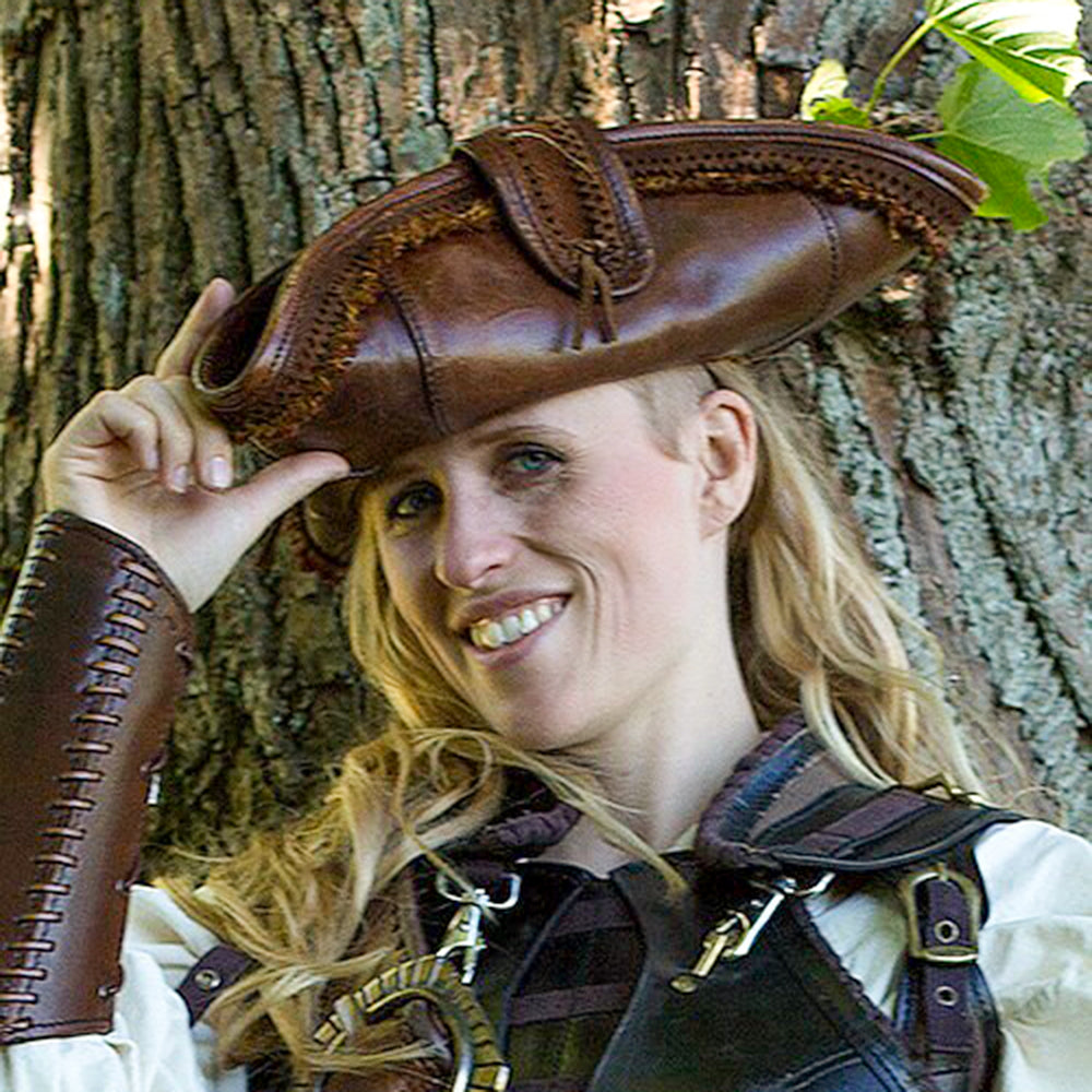 Stitched Leather Tricorn Hat