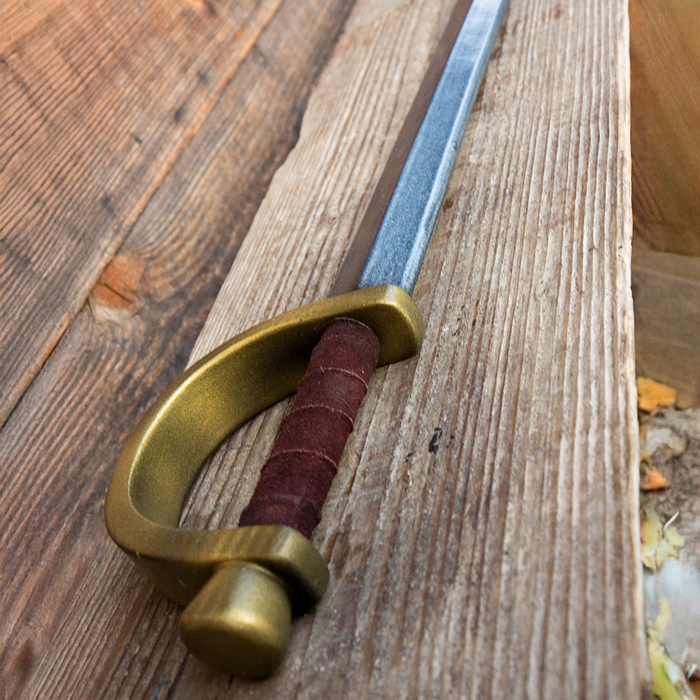 LARP Short Boarding Sword with brass grip guard