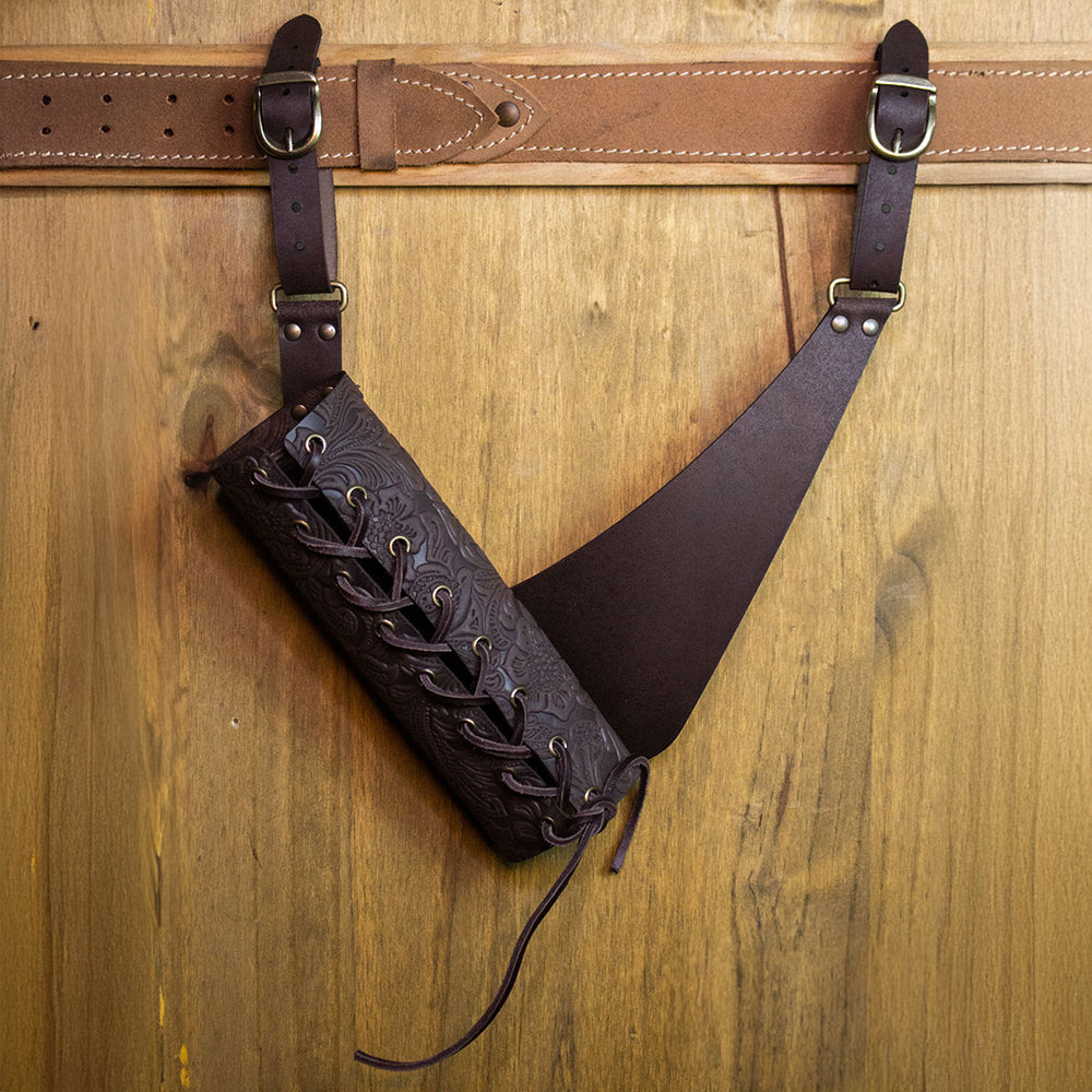 Adjustable Laced Leather Sword Hanger in brown