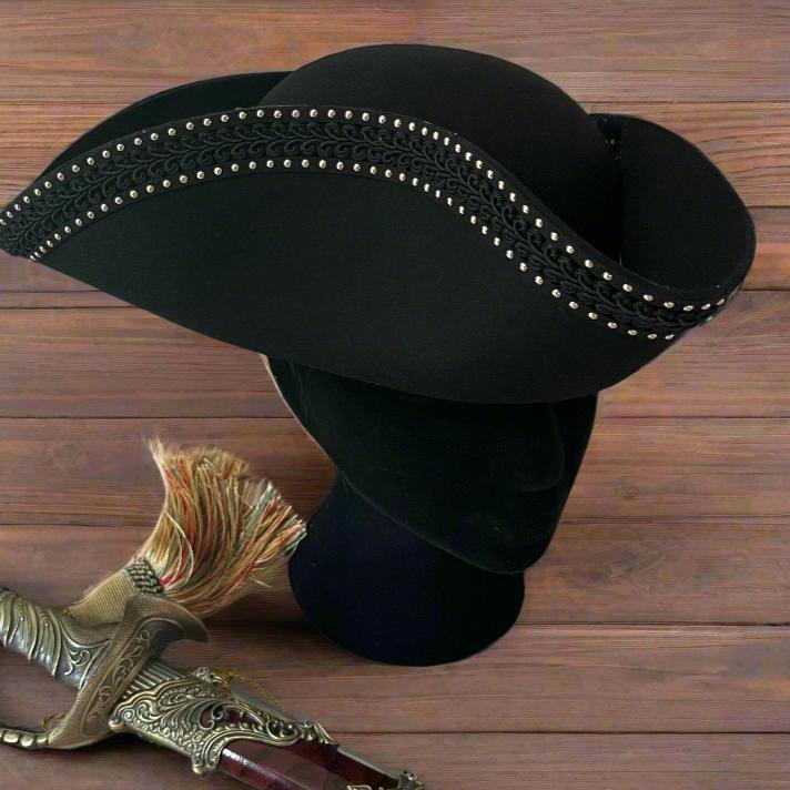 Handmade Pirate Tricorn Hat | Historical Attire | Made in USA