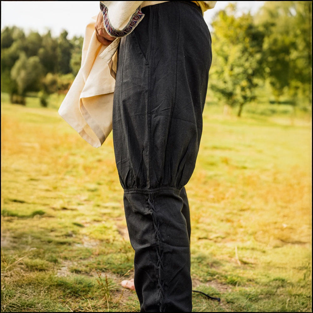 Black Viking Pants | Authentic Cut with Leg Lacing