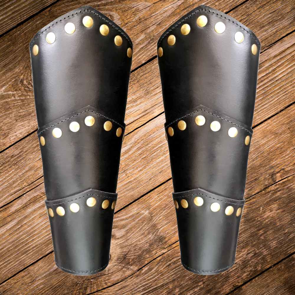 Black Leather Pirate Arm Bracer with Rivets | Viking Inspired