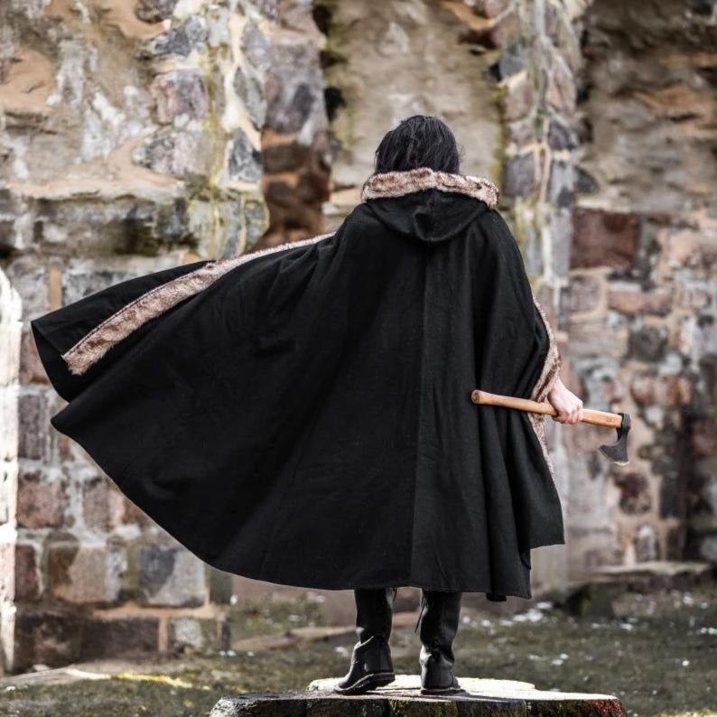 Viking Cloak or Cape With Faux Fur for Men 