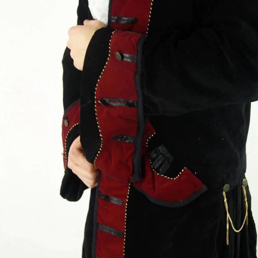 Pirate coat in black with red trim