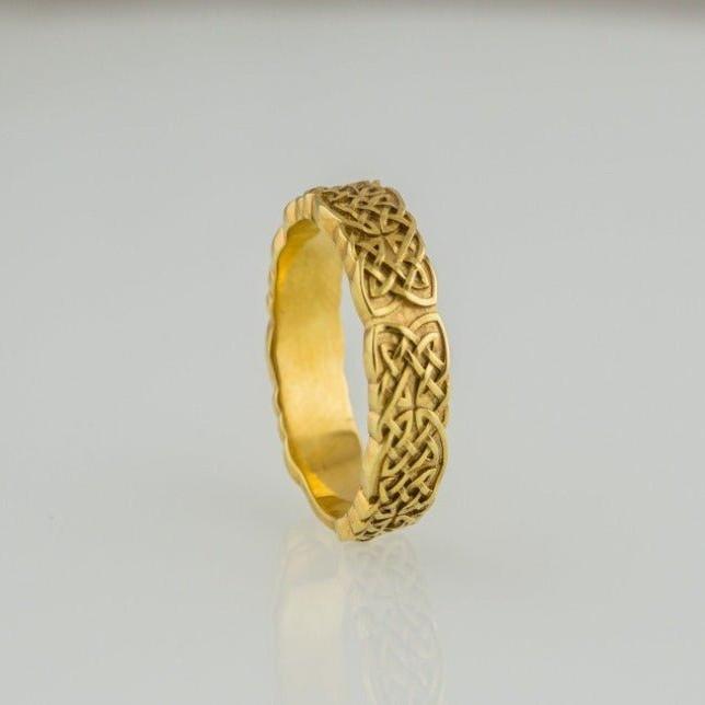 Gold Norse Ornament Ring Unique Jewelry-2