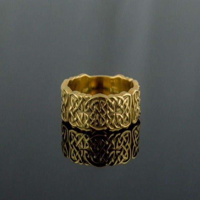 Gold Norse Ornament Ring Unique Jewelry-3