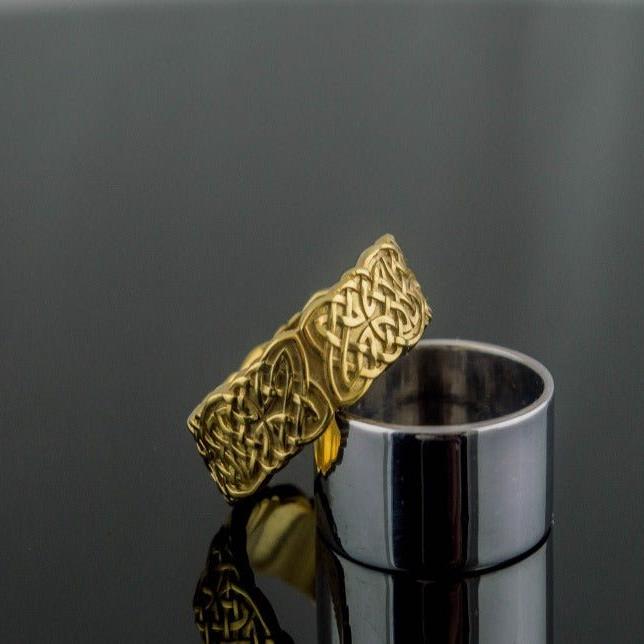 Gold Norse Ornament Ring Unique Jewelry-4