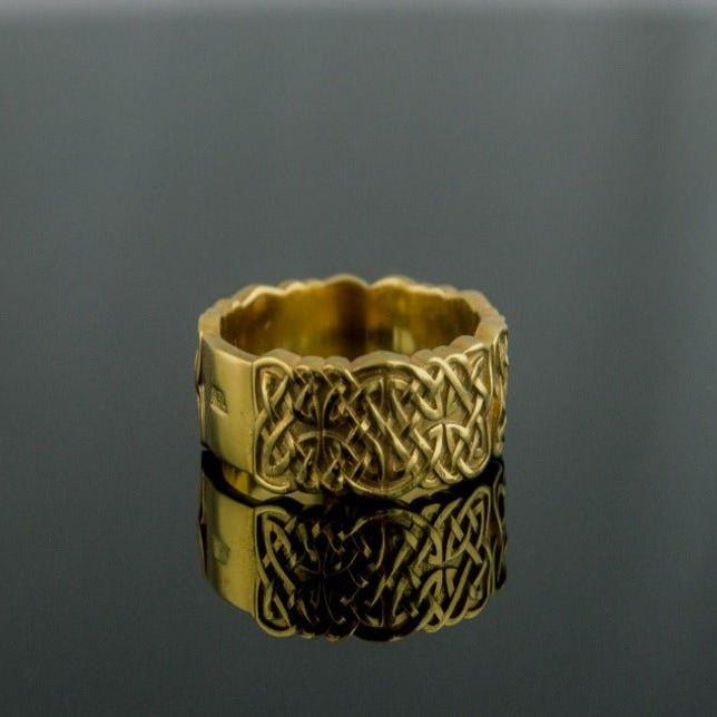 Gold Norse Ornament Ring Unique Jewelry-5