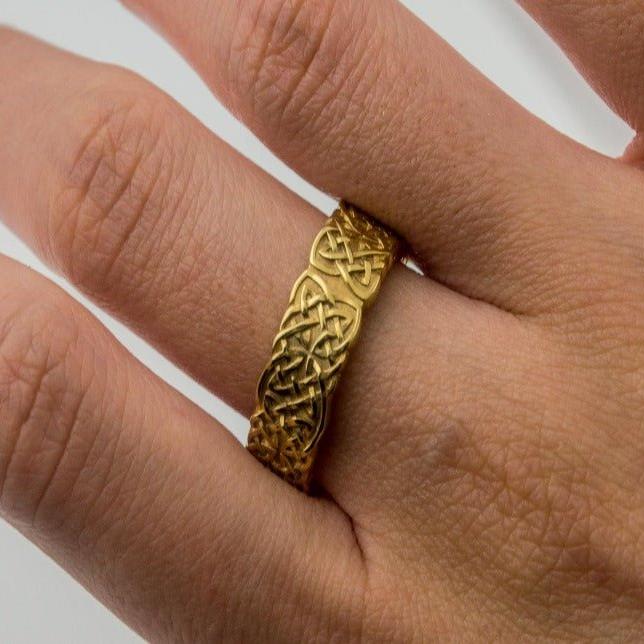 Gold Norse Ornament Ring Unique Jewelry-6