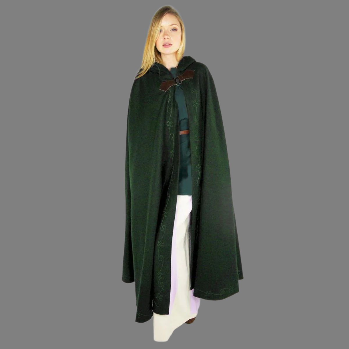 Hooded Pirate Cloak | Embroidered Cape with Wolf Head Clasp