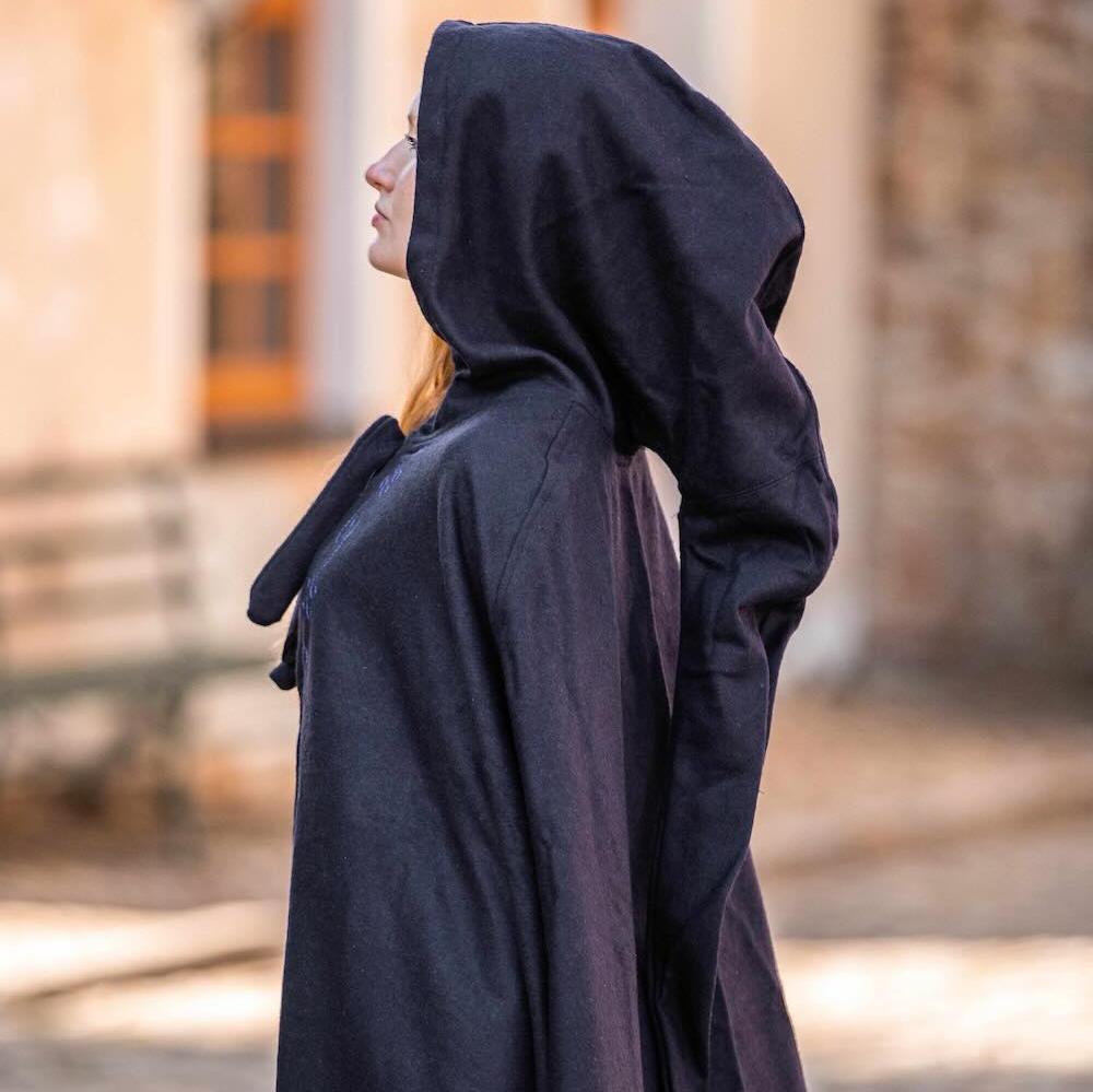 Long Wool Pirate Cloak | Hand Stitched Embroidery