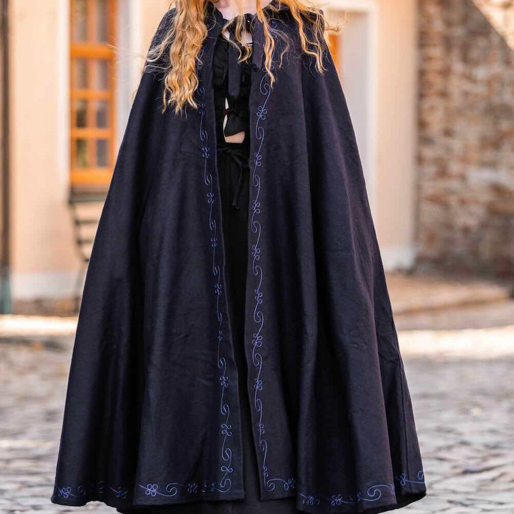 Long Wool Pirate Cloak | Hand Stitched Embroidery