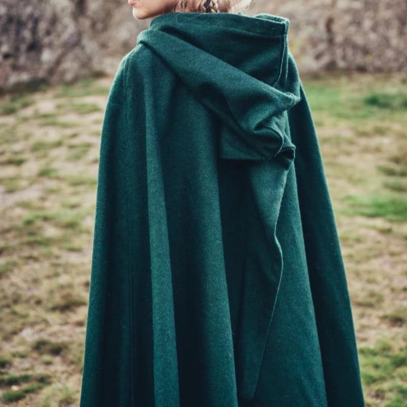 Green Long Wool Viking Cloak 