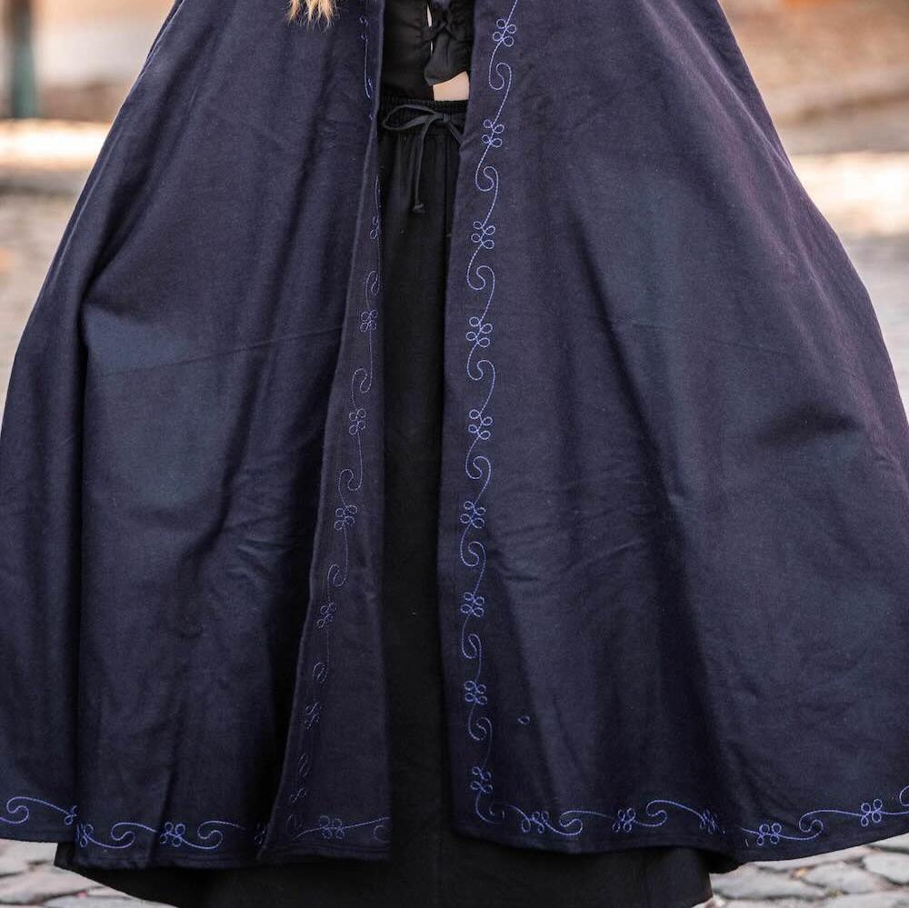 Long Wool Pirate Cloak | Hand Stitched Embroidery