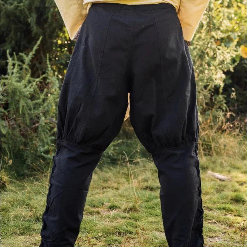 cotton viking trousers with leg lacing 