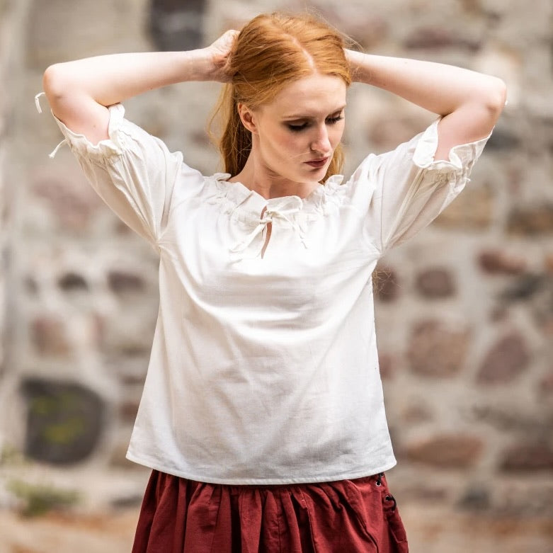 White Cotton Lace-Trimmed Pirate Blouse | On or Off Shoulder