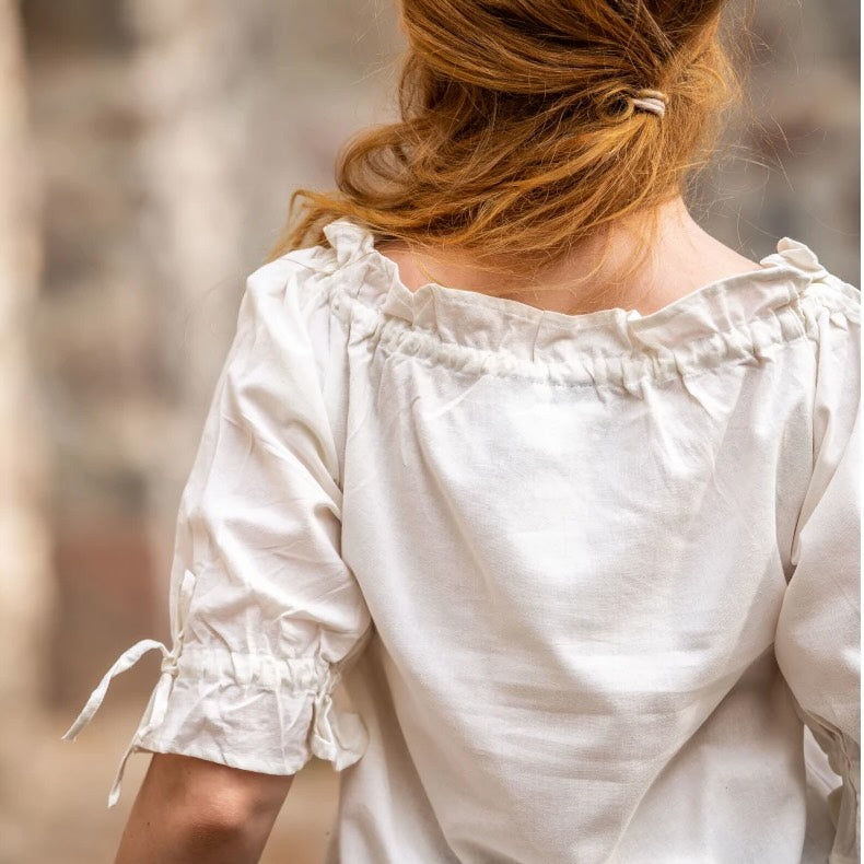 White Cotton Lace-Trimmed Pirate Blouse | On or Off Shoulder