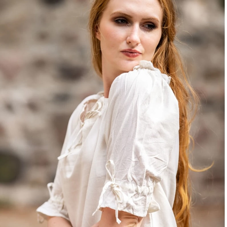 White Cotton Lace-Trimmed Pirate Blouse | On or Off Shoulder