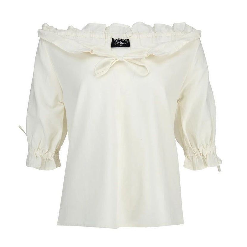 White Cotton Lace-Trimmed Pirate Blouse | On or Off Shoulder