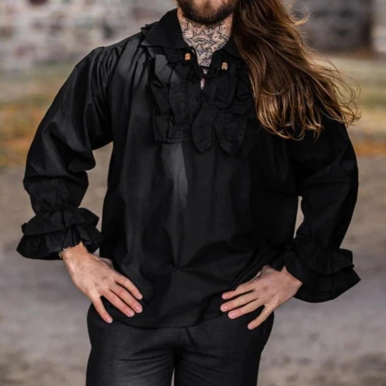 Ruffled Pirate Shirt in black