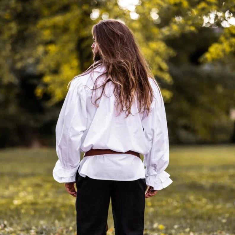 White Long Sleeve Cotton Pirate Shirt | Ruffles | Puffed Sleeves