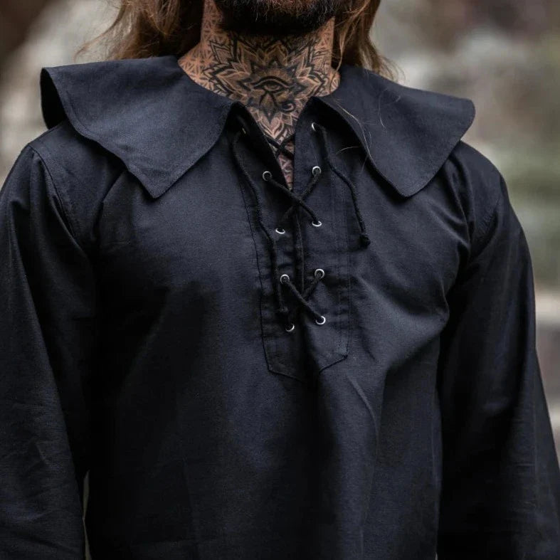 Black Laced Pirate Shirt with laced neck