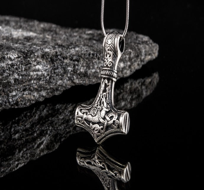 Thor's Hammer Pendant Sterling Silver Mjolnir from Mammen Village-1