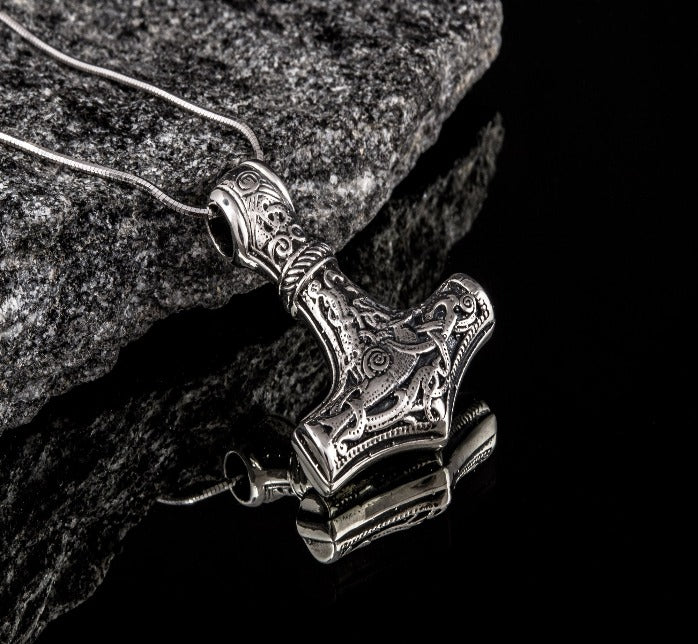 Thor's Hammer Pendant Sterling Silver Mjolnir from Mammen Village-2