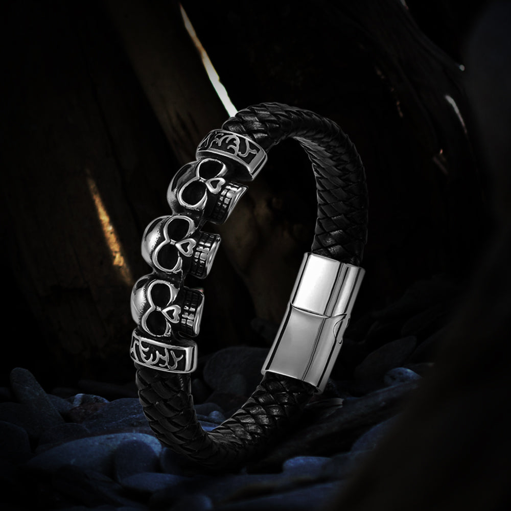 Magnetic Braided Skull Bracelet