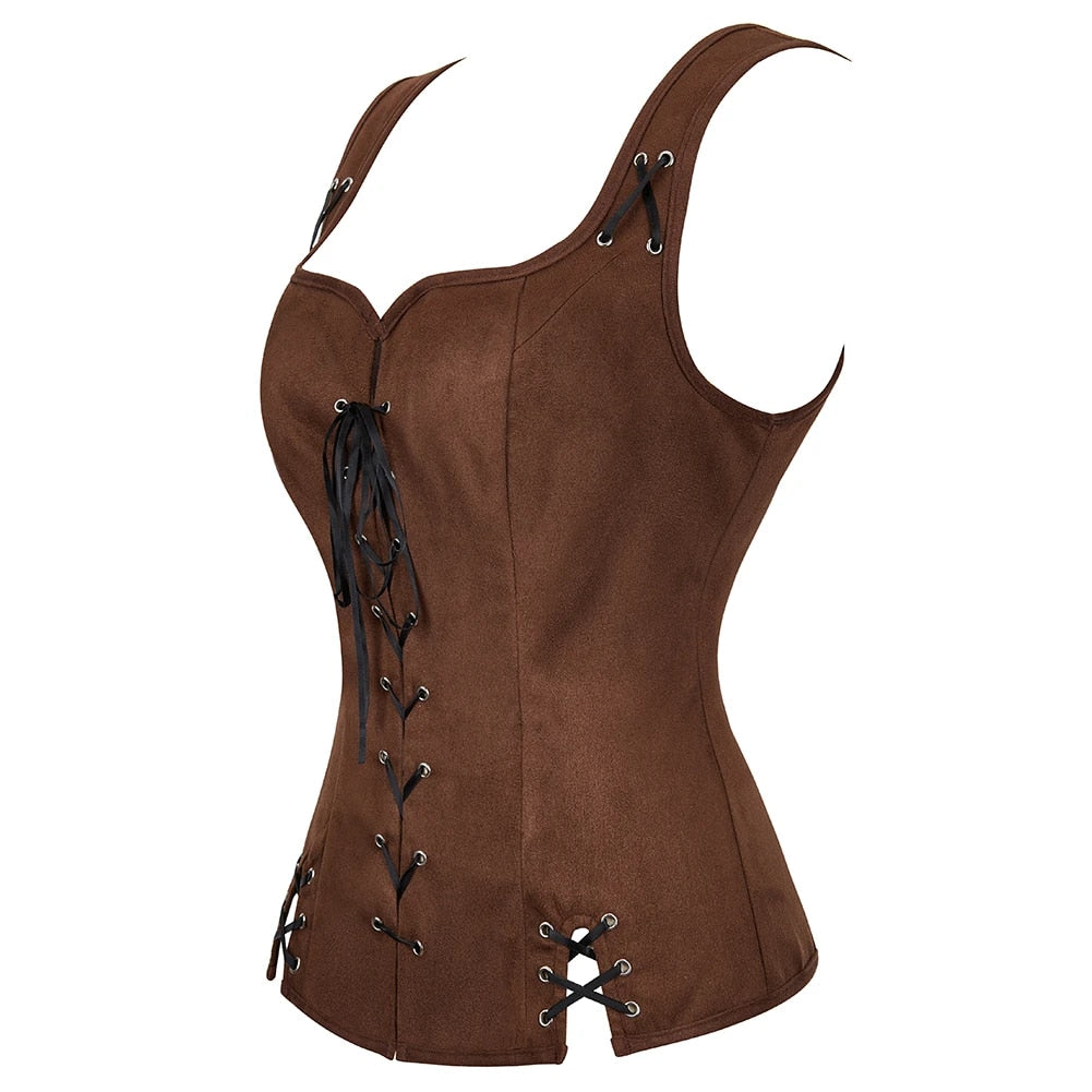 Vintage Pirate Bustier | Lace-Up Front | Black Satin Bow