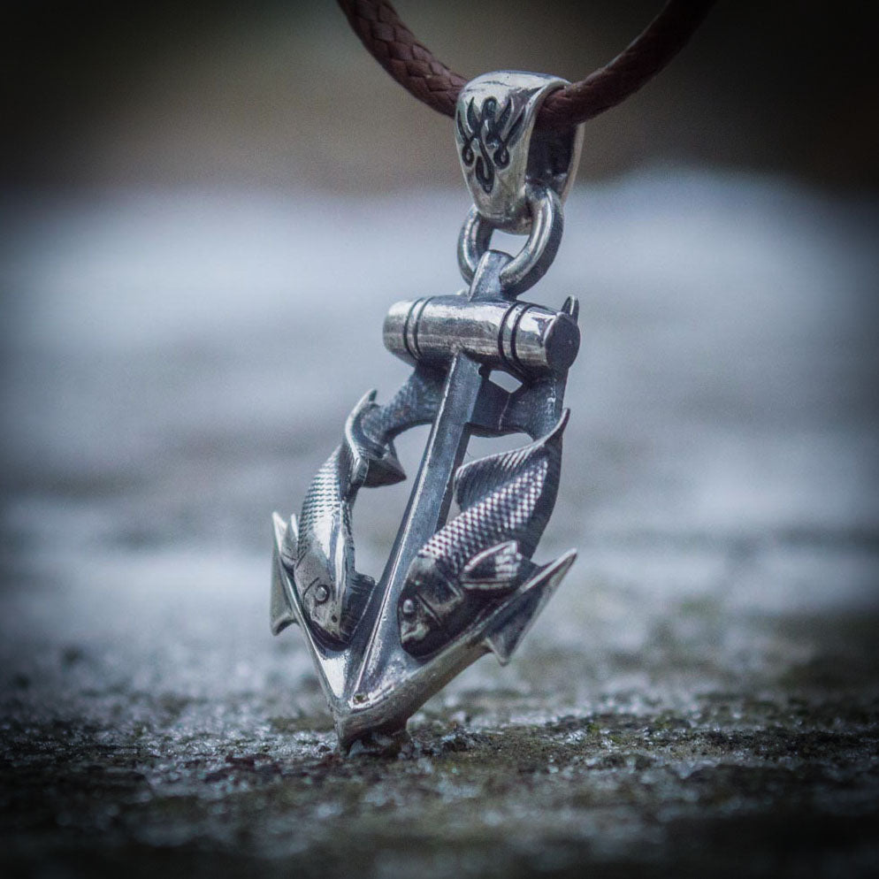 Anchor and Darting Bream Silver Pendant