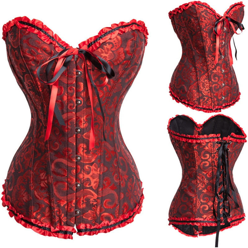 Embroidered Pirate Wench Corset | Sweetheart neckline