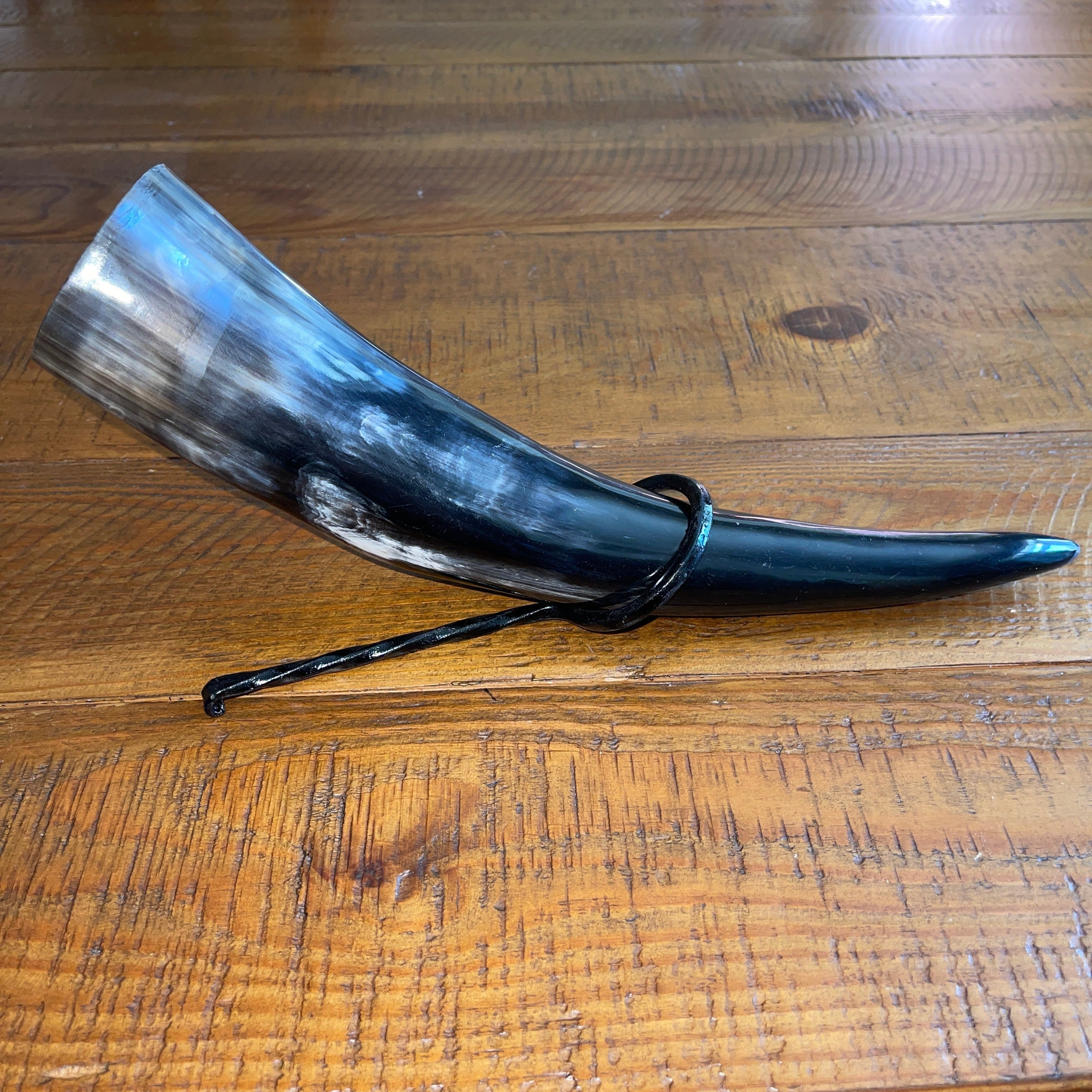 Pirate Drinking Horn with Belt Loop and Iron Stand - Scale Pattern