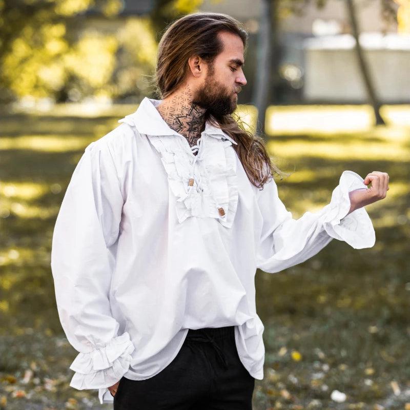 Mens ruffled pirate store shirt