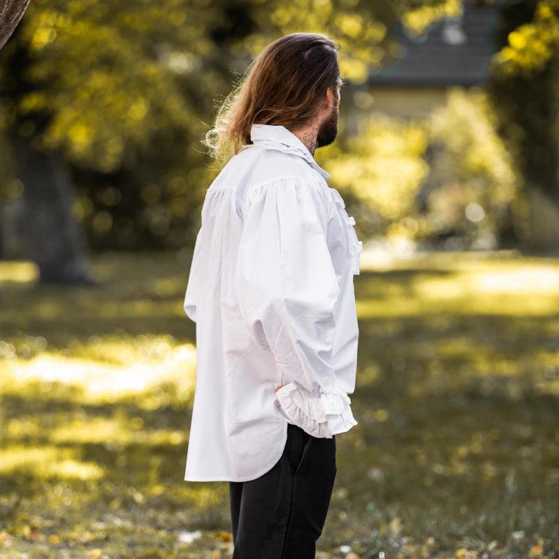 White Cotton Long Sleeve Pirate Shirt (side)