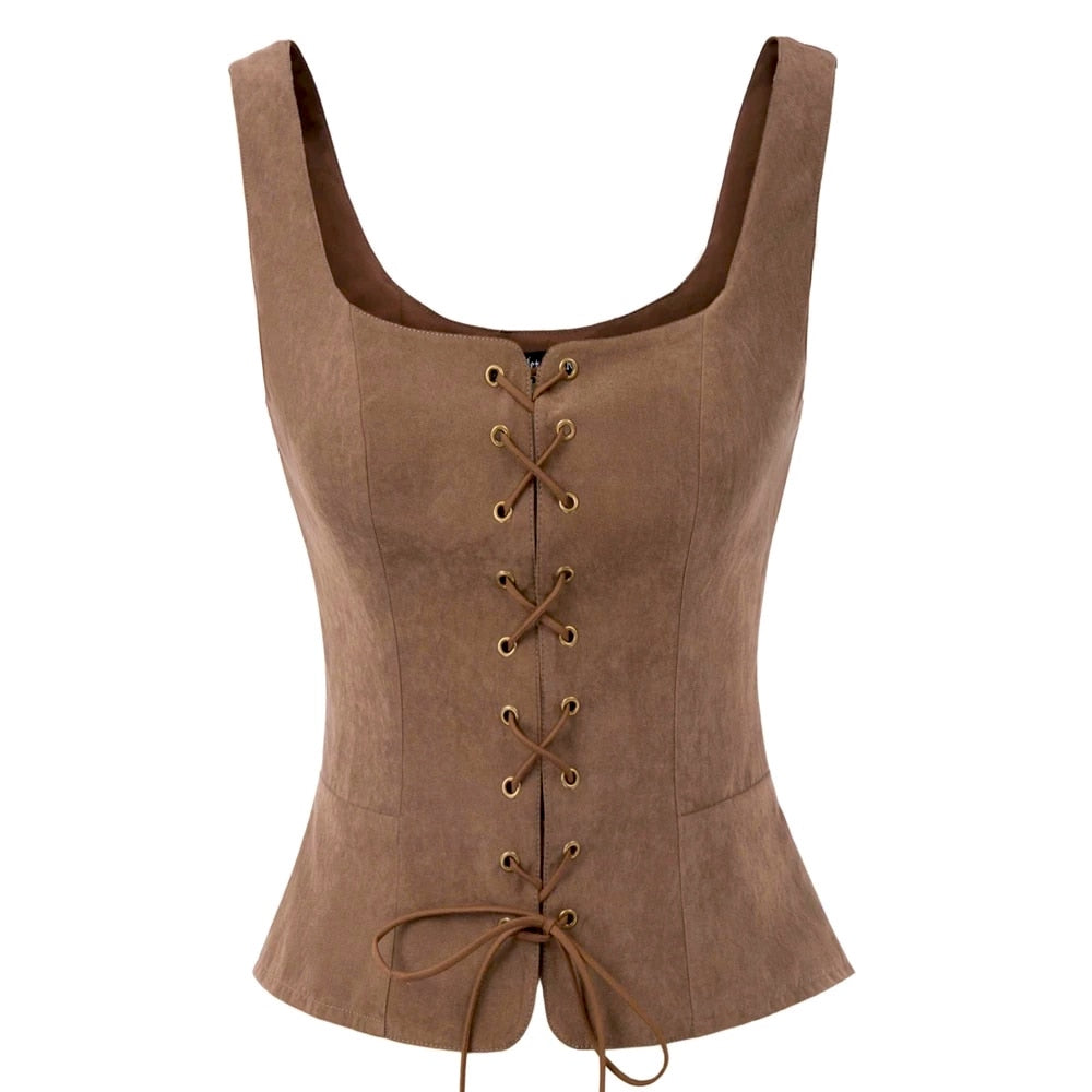 Peasant Girl Bodice in saddle brown